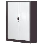 ARMOIRE MÉTAL CONFORT - A RIDEAUX - H. 160 X L. 120  CM - CORPS ANTHRACITE - RIDEAUX BLANC