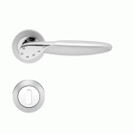 POIGNÉES DE PORTE SUR ROSACES RONDES R 42W ORLANDO - CHROMÉ SATINÉ - CLÉ L KARCHER DESIGN