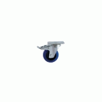 ROULETTE D100MM CAOUTCHOUC BLEU PLATINE PIVOTANTE AVEC FREIN - AVL - 527842O