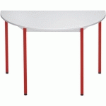 TABLE UNIVERSALIS DEMI-ROND 140X70 PLT GRIS/3000 ROUGE