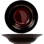 ASSIETTE CREUSE RONDE EN GRÈS 22.5CM NOIRE ET ROUGE - LOT DE 6 - COSY & TRENDY - AGADIR