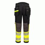 PORTWEST EV442 PANTALON STRETCH EV4 HAUTE-VISIBILITÉ CLASSE 1 AVEC POCHES FLOTTANTES DÉMONTABLES TALL JAUNE/NOIR - TAILLE 38 - LONG