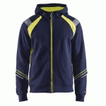 SWEAT ZIPPÉ À CAPUCHE MARINE/JAUNE FLUORESCENT TAILLE XXXL - BLAKLADER