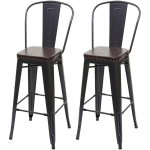 JAMAIS UTILISÉ] 2X TABOURET DE BAR HHG 445C,MÉTAL, SIMILICUIR CHESTERFIELD, POUR GASTRONOMIE,DESIGN INDUSTRIEL NOIR-MARRON - BROWN