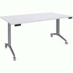 TABLE 140X80 CM BLANC/PIED ALU - SIMMOB