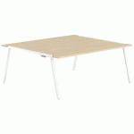 TABLE RÉUNION GARY 180 X 160 CM PIED BLANC PLATEAU CHÊNE CLAIR - MBA
