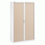 ARMOIRE À RIDEAUX BLANC/CHÊNE CLAIR DÉMONTABLES BRUNEAU H 200 X L 120 CM