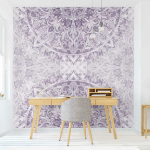 PAPIER PEINT INTISSÉ - MANDALA WATERCOLOR ORNAMENT VIOLET - MURAL CARRÉ DIMENSION HXL: 288CM X 288CM