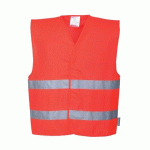 LOT DE 4 - PORTWEST C474 GILET DOUBLE BANDE ROUGE - TAILLE XXS/XS