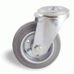 ROULETTE PIVOTANTE À ŒIL TOLE GRIS 125 MM- CHARGE 130 KG - ROULEMENTS À ROULEAUX AVL