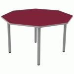 TABLE CARÉLIE OCTO Ø120 T5 STRAT POLY. CERISE GRIS/9006 - MOBIDECOR