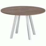 TABLE RÉUNION EVAN Ø 120 CM PIED ALU PLATEAU NOYER - MBA