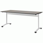 TABLE MALIBU 180X80 T6 DL STR ANTIB GRIS U727/NOIR BLC 9016