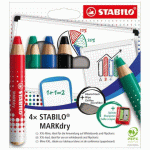 CRAYON MARQUEUR EFFAÇABLE À SEC STABILO MARKDRY - ETUI DE 4