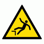 LOT DE 4 - ADHÉSIF - DANGER : CHUTE AVEC DÉNIVELLATION - W008 - ISO 7010 PVC 2 MM 100 MM