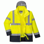 PORTWEST S471 PARKA HI-VIS BICOLORE CONTRASTÉE TRAFIC 4 EN 1 JAUNE/MARINE - TAILLE XXL