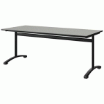 TABLE MALIBU 180X80 T5 DL ST ISOSON GRIS 1400/NOIR NOIR 9005