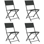 CHAISES D'EXTÉRIEUR PLIABLES 4 PCS NOIR ACIER ET TEXTILÈNE