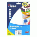 LOT DE 5 - ETIQUETTE ADRESSE JET D'ENCRE ET LASER 40 X 32 MM AGIPA 114015 BLANCHE - BOÎTE DE 288
