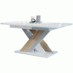 TABLE REPAS EXTENSIBLE BRONX - 140/180 X 80 X 75 CM - BLANC BRILLANT/SONOMA