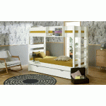 PACK LIT SUPERPOSÉ HAUT ALTO + 2 MATELAS  BLANC 90X190 CM/OPT:MATELAS ELBE HD