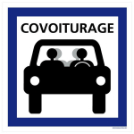 SIGNALETIQUE.BIZ FRANCE - PANNEAU PARKING COVOITURAGE. POINT DE RASSEMBLEMENT COVOITURAGE. AUTOCOLLANT PARKING COVOITURAGE, PVC, ALU - ADHÉSIF - 125