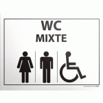 PLAQUE GRAVÉE MIXTE WC + PERSONNES HANDICAPÉES FOND BLANC