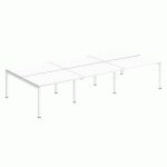 PÔLE 6 BUREAUX DROITS ARKO L 360 X P 168 CM PLATEAUX BLANC PIÈTEMENT MÉTAL ARCHE BLANC