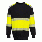 PORTWEST FR716 SWEAT-SHIRT PW3 MODAFLAME HV CLASSE 1 JAUNE/NOIR - TAILLE XL
