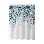 RIDEAU DE DOUCHE BLEU EUCALYPTUS POUR SALLE DE BAIN FEUILLES D'AQUARELLE FLORALE SUR LE DESSUS RIDEAU DE DOUCHE VIGNES RIDEAU DE DOUCHE BOTANIQUE