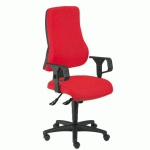 CHAISE DE BUREAU DHARK TISSU ROUGE - DOSSIER HAUT SANS ACCOUDOIRS - MÉCANISME SYNCHRONE - PIEDS NOIR