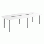 TABLE MODULABLE BELEM 10 PERSONNES L 280 X P 140 CM STRATIFIÉ BLANC ANTIBACTÉRIEN PIÈTEMENT ALUMINIUM