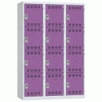 VESTIAIRE 3 COLONNES 400MM 4 CASES MORAILLON PRUNE - VINCO