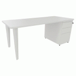 BUREAU EVIDENCE 180X80 BLANC CAISSON PORTEUR/PIED ANTHRACITE - VINCO