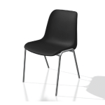 CHAISE COLLECTIVITÉ COQUE UNIVERSELLE - POLYPROPYLÈNE - NOIR - PIEDS MÉTAL CHROMÉ - LOT DE 6