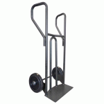 DIABLE ACIER TABLIER INCURVÉ POIGNÉE FERMÉE 400 KG ROUES CAOUTCHOUC NOIR