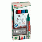 MARQUEUR EFFAÇABLE RECHARGEABLE EDDING E28 POINTE OGIVE 1,5 MM - POCHETTE DE 4 COULEURS ASSORTIES