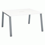 TABLE DE RÉUNION MODULABLE ECLA BLANC L 140 X P 126 PIÈTEMENT MÉTAL ALUMINIUM