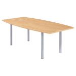 TABLE TONNEAU AVEC ÉLECTRIFICATION ACTUAL L. 200 X 100 CM - PLATEAU CHÊNE  - PIED TUBULAIRE ALUMINIUM