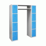 VESTIAIRE MÉTALLIQUE MULTICASES AVEC PENDERIE 2 COLONNES DE 4 CASES