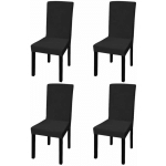 VIDAXL - HOUSSE DE CHAISE DROITE EXTENSIBLE 4 PCS NOIR