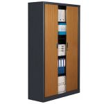 ARMOIRE MÉTAL CONFORT - A RIDEAUX - H. 198 X L. 120  CM - CORPS ANTHRACITE - RIDEAUX POIRIER