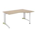 BUREAU COMPACT RETOUR À DROITE BIOSPACE 2 - L. 160 X P. 110 CM - PLATEAU 'CHÊNE' - PIEDS L 'BLANC' - EMBASE : 'AVOCAT'.