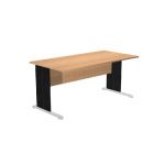 BUREAU DROIT PRONTO TENDANCE - L.160 X P.80 CM - PLATEAU HÊTRE - PIEDS L NOIR