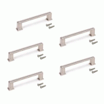 LOT DE 5 POIGNÉES POUR MEUBLES TANGER - EN ZAMAK - NICKEL SATINÉ EMUCA