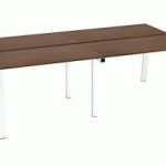 PÔLE DE 4 BUREAUX DROITS NOYER L 120 X P 60 CM, PIÉTEMENT MÉTAL BLANC - ARCH