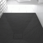 RECEVEUR DE DOUCHE 120X90CM EFFET PIERRE - ARDOISE NOIR MAT - STONE 2 AURLANE