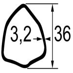TUBE TRIANGULAIRE LG.3M. DIM.36X3,2 TCM