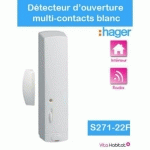 DÉTECTEUR D'OUVERTURE MULTI-CONTACTS - S271-22F - BLANC - LOGISTY HAGER - PILE LITHIUM FOURNIE