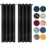 LOT DE 2 RIDEAUX DRAPERIES THERMIQUE À OEILLETS. 140X270CM RIDEAU OPAQUE OCCULTANT EN VELOURS. NOIR VH6068SZ-2 - WOLTU